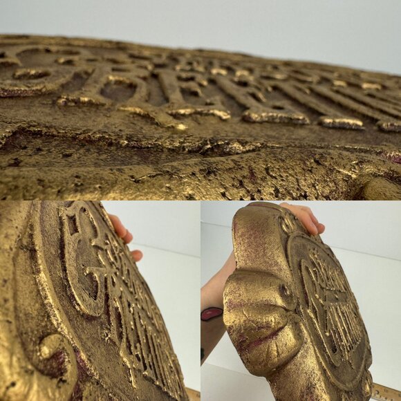 Vtg 95 Seasons Greetings Christmas Holiday Lightweight Foam Sign Gold Color Deco - Picture 6 of 11